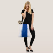 Sporty Deep Blue Racing Streifen auf Weiß Tasche (Am Model)