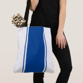 Sporty Deep Blue Racing Streifen auf Weiß Tasche (Von Nahem)