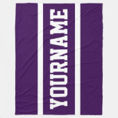 Sporty Deep Purple Your Name Text White Stripes Fleecedecke (Vorderseite)