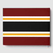 Sporty Deep Red Black Yellow TEAMWORTStripes Gästebuch (Rückseite)