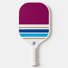 Sporty Deep Red Color Block Blue Racing Stripes Pickleball Schläger