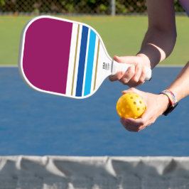 Sporty Deep Red Color Block Blue Racing Stripes Pickleball Schläger