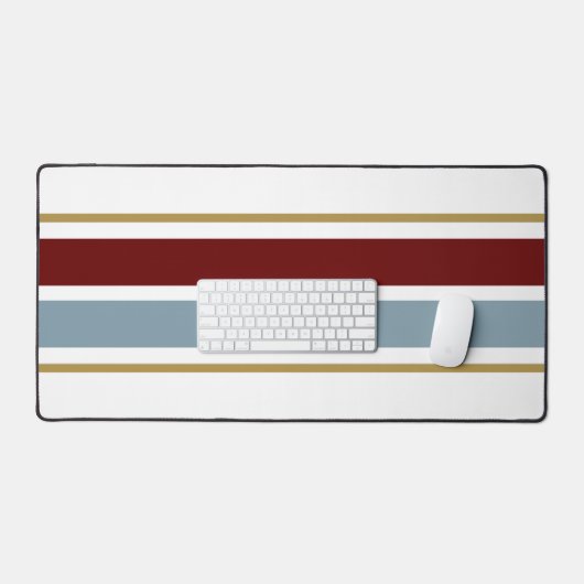 Sporty Deep Red Slate Blue Racing Streifen auf Wei Schreibtischunterlage (Tastatur & Maus)