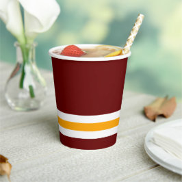 Sporty Deep Red Yellow Base Racing Stripes Pappbecher