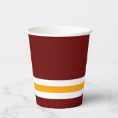 Sporty Deep Red Yellow Base Racing Stripes Pappbecher (Rückseite)