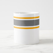 Sporty Dunkelgraugelbe Streifen auf Weiß Jumbo-Tasse (Vorderseite)