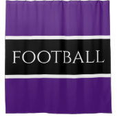 Sporty FOOTBALL Royal Lila Schwarz-weiße Streifen Duschvorhang (Vorderseite)