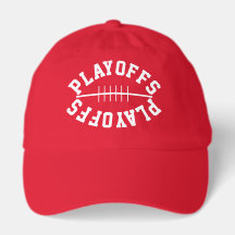 Sporty Football Shape PLAYOFFS Text On Bright Red
