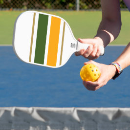 Sporty Forest Green Golden Yellow Racing Stripes Pickleball Schläger