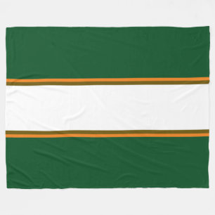 Sporty Forest Green Orange White Racing Streifen Fleecedecke