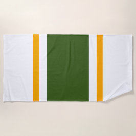 Sporty Forest Green Yellow White Racing Streifen Strandtuch