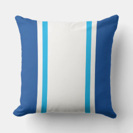 Sporty Fun Bold Blue White Racing Stripes Kissen