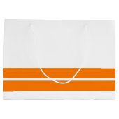 Sporty Fun Bright Orange Racing Streifen auf Weiß Große Geschenktüte (Rückseite)