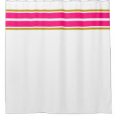 Sporty Fun Bright Pink Top Racing Streifen auf Wei Duschvorhang (Vorderseite)