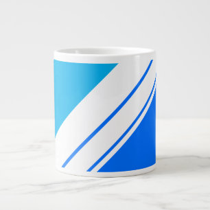 Sporty Fun Bright Sky Blue White Racing Streifen Jumbo-Tasse