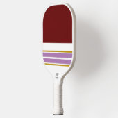 Sporty Fun Deep Red White Lavender Racing Strips Pickleball Schläger (Links)