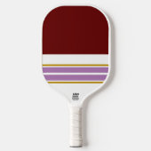 Sporty Fun Deep Red White Lavender Racing Strips Pickleball Schläger (Vorderseite)