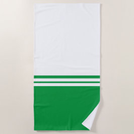 Sporty Fun Green White Color Block Racing Streifen Strandtuch