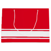 Sporty Fun White Base Racing Streifen auf hellrot Große Geschenktüte (Vorderseite)