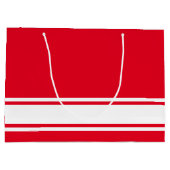 Sporty Fun White Base Racing Streifen auf hellrot Große Geschenktüte (Rückseite)