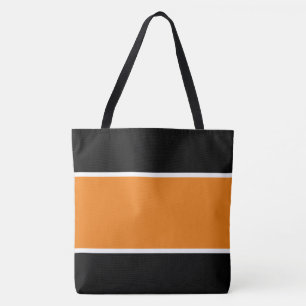 Sporty Fun Wide Bright Orange White Black Stripes Tasche