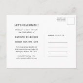 Sporty Girl Modern Bold Script 3 Foto Abschluss Einladungspostkarte (Rückseite)