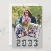 Sporty Girl Modern Bold Script 4 Foto Abschluss Ankündigung (Vorderseite)