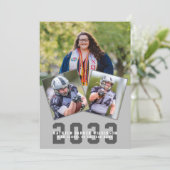 Sporty Girl Modern Bold Script 4 Foto Abschluss Ankündigung (Stehend Vorderseite)