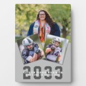 Sporty Girl Modern Bold Script Abschluss 3 Foto Fotoplatte (Vorderseite)