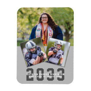 Sporty Girl Modern Bold Script Abschluss 3 Foto Magnet