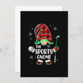 Sporty Gnome Golf Buffalo Karierte Weihnachtsbeleu Einladung (Vorne/Hinten)