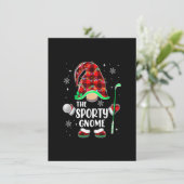 Sporty Gnome Golf Buffalo Karierte Weihnachtsbeleu Einladung (Stehend Vorderseite)