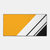 Sporty Golden Yellow Schwarz-weiß Racing Stripes Schreibtischunterlage (Vorderseite)