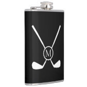 Sporty Golf Clubs Illustration White Monogram Flachmann (Rechts)