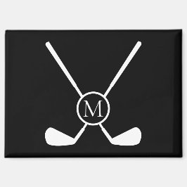 Sporty Golf Clubs Illustration White Monogram M  Magnet