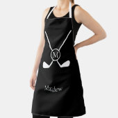 Sporty Golf Clubs Illustration White Monogram M Schürze (InSitu)