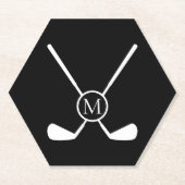 Sporty Golf Clubs Illustration White Monogram M Untersetzer (Vorderseite)