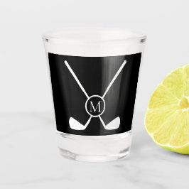 Sporty Golf Clubs Illustration White Monogram Schnapsglas