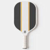 Sporty Gray Vertical White Racing Stripes Pickleball Schläger (Rückseite)