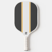 Sporty Gray Vertical White Racing Stripes Pickleball Schläger (Vorderseite)