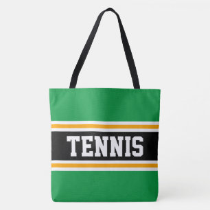 Sporty Green Black Yellow TENNIS Racing Stripes Tasche