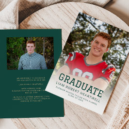 Sporty Green Gold Foto Grad Bekanntgabe Einladung