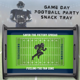 Sporty Green Navy Football Game Day Party Serviertablett