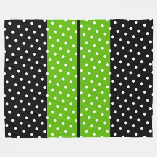 Sporty Green Racing Stripes Polka Punkte auf schwa Fleecedecke (Vorderseite (Horizontal))