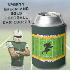 Sporty Green und Gold Football Fan Can Cooler Dosenkühler