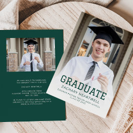 Sporty Green White Foto Grad Bekanntgabe Einladung