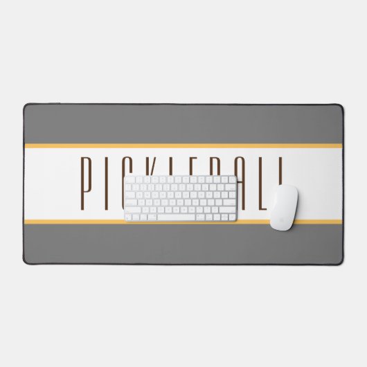 Sporty Grey White Racing Stripes PICKLEBALL Text Schreibtischunterlage (Tastatur & Maus)