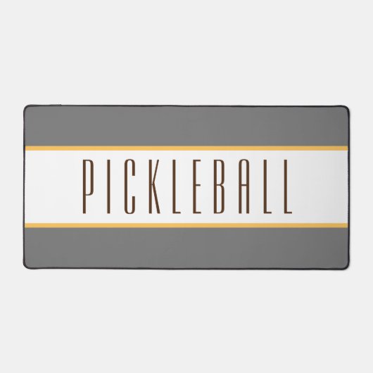 Sporty Grey White Racing Stripes PICKLEBALL Text Schreibtischunterlage (Vorderseite)