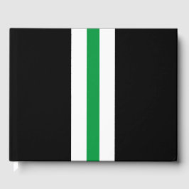 Sporty-grüne, vertikale Streifen auf fett schwarz Gästebuch