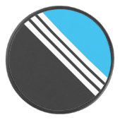 Sporty Ice Blue Black Slant White Racing Streifen Eishockey Puck (Vorderseite)